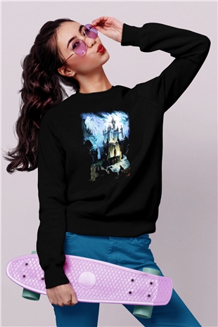 Bran Kalesi Siyah Unisex Sweatshirt