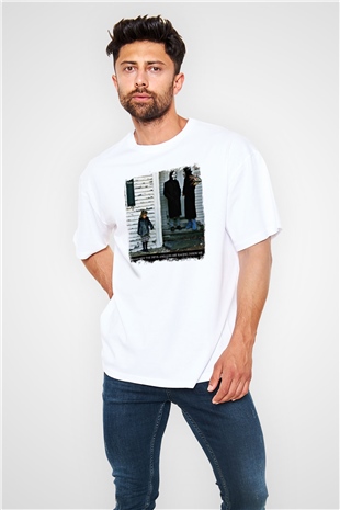 Brand New Baskılı Unisex Beyaz Oversize Tişört