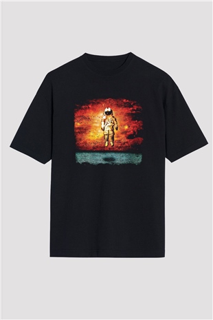 Brand New Baskılı Unisex Siyah Oversize Tişört