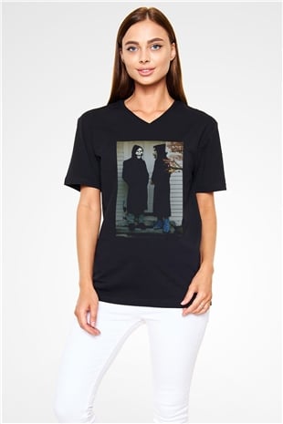 Brand New Siyah Unisex V Yaka Tişört T-Shirt