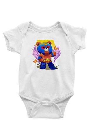 Brawl Stars Baskılı Beyaz Unisex Bebek Body - Zıbın