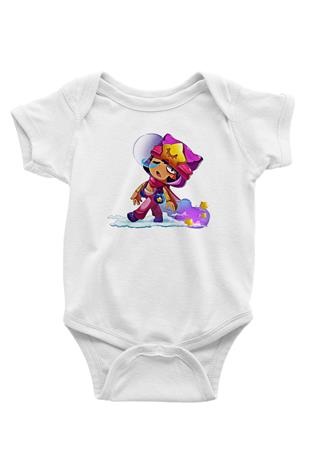Brawl Stars Baskılı Beyaz Unisex Bebek Body - Zıbın