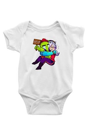 Brawl Stars Baskılı Beyaz Unisex Bebek Body - Zıbın