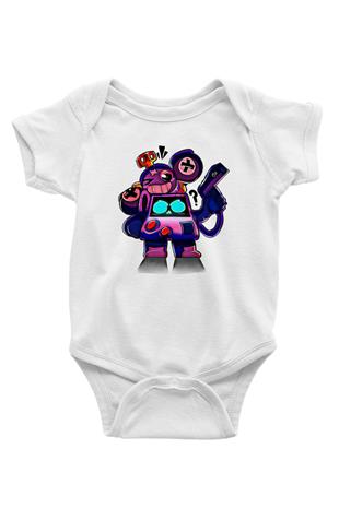 Brawl Stars Baskılı Beyaz Unisex Bebek Body - Zıbın