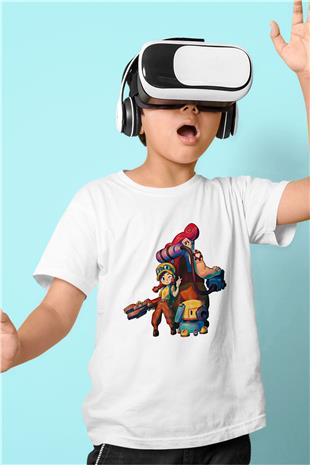 Brawl Stars Baskılı Beyaz Unisex Beyaz Çocuk Tişört - Tshirt
