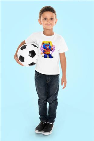 Brawl Stars Baskılı Beyaz Unisex Beyaz Çocuk Tişört - Tshirt