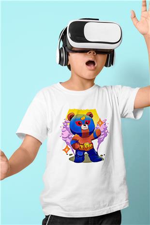 Brawl Stars Baskılı Beyaz Unisex Beyaz Çocuk Tişört - Tshirt