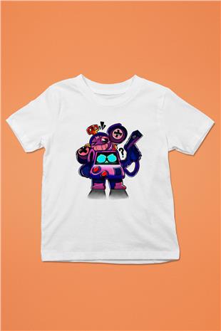 Brawl Stars Baskılı Beyaz Unisex Beyaz Çocuk Tişört - Tshirt