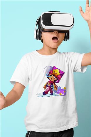 Brawl Stars Baskılı Beyaz Unisex Beyaz Çocuk Tişört - Tshirt