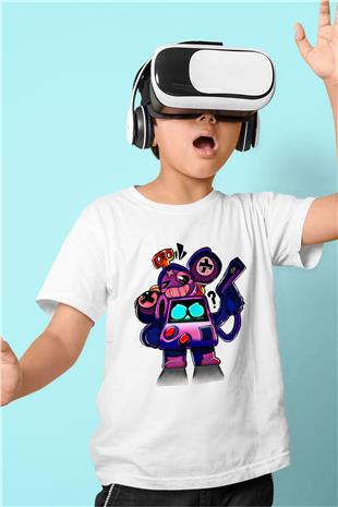 Brawl Stars Baskılı Beyaz Unisex Beyaz Çocuk Tişört - Tshirt