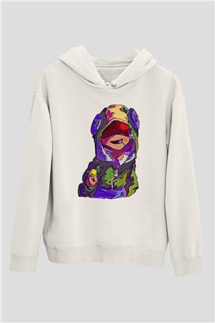 Brawl Stars Baskılı Beyaz Unisex Kapüşonlu Sweatshirt