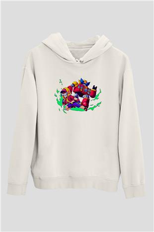 Brawl Stars Baskılı Beyaz Unisex Kapüşonlu Sweatshirt