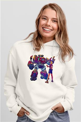 Brawl Stars Baskılı Beyaz Unisex Kapüşonlu Sweatshirt