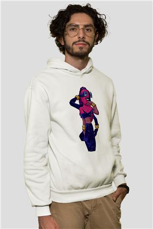 Brawl Stars Baskılı Beyaz Unisex Kapüşonlu Sweatshirt