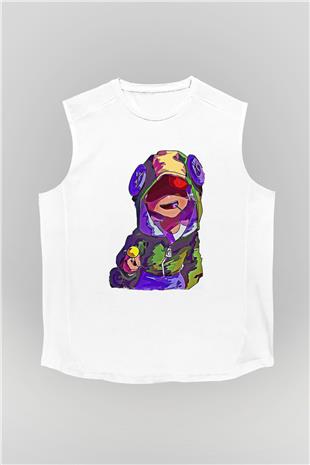 Brawl Stars Baskılı Beyaz Unisex Kolsuz Tişört - Tshirt