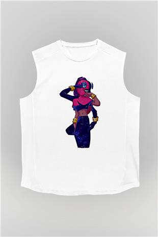 Brawl Stars Baskılı Beyaz Unisex Kolsuz Tişört - Tshirt
