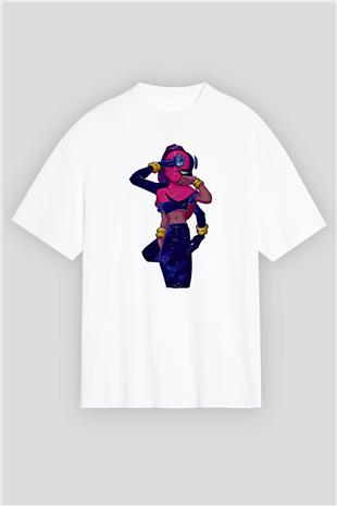 Brawl Stars Baskılı Beyaz Unisex Oversize Tişört - Tshirt