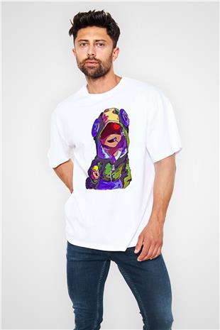 Brawl Stars Baskılı Beyaz Unisex Oversize Tişört - Tshirt