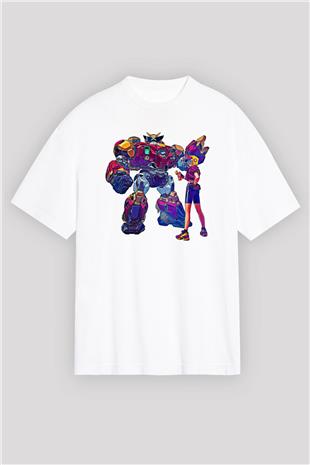 Brawl Stars Baskılı Beyaz Unisex Oversize Tişört - Tshirt
