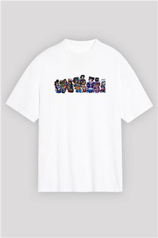 Brawl Stars Baskılı Beyaz Unisex Oversize Tişört - Tshirt