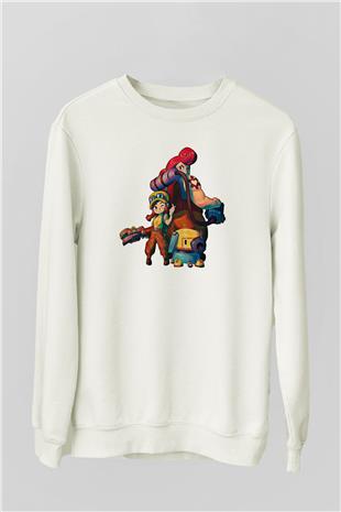 Brawl Stars Baskılı Beyaz Unisex Sweatshirt