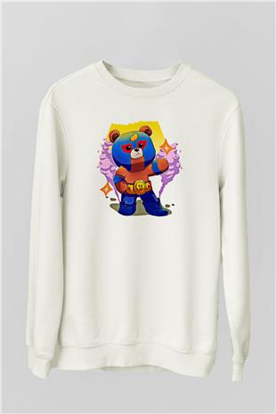 Brawl Stars Baskılı Beyaz Unisex Sweatshirt