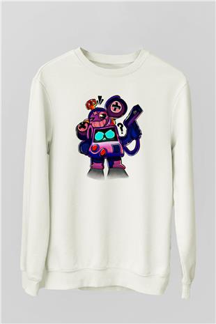 Brawl Stars Baskılı Beyaz Unisex Sweatshirt