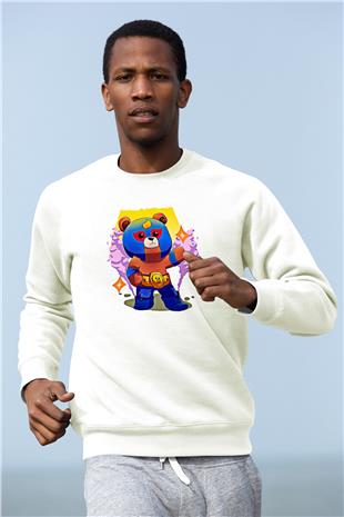 Brawl Stars Baskılı Beyaz Unisex Sweatshirt