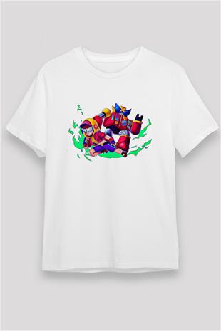 Brawl Stars Baskılı Unisex Beyaz Tişört - Tshirt