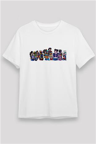 Brawl Stars Baskılı Unisex Beyaz Tişört - Tshirt
