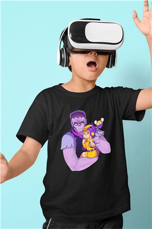 Brawl Stars Baskılı Unisex Siyah Çocuk Tişört - Tshirt