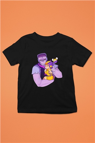 Brawl Stars Baskılı Unisex Siyah Çocuk Tişört - Tshirt