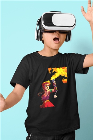 Brawl Stars Baskılı Unisex Siyah Çocuk Tişört - Tshirt