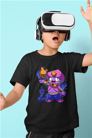 Brawl Stars Baskılı Unisex Siyah Çocuk Tişört - Tshirt