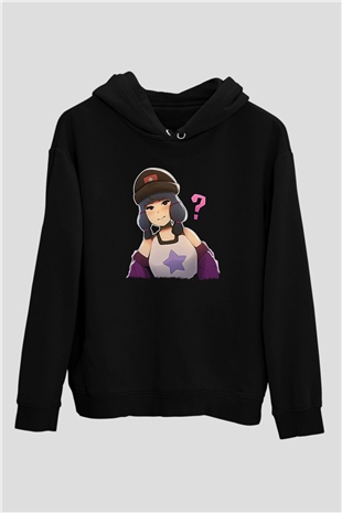 Brawl Stars Baskılı Unisex Siyah Kapüşonlu Sweatshirt