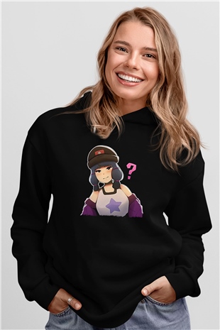 Brawl Stars Baskılı Unisex Siyah Kapüşonlu Sweatshirt