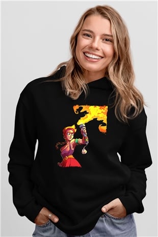 Brawl Stars Baskılı Unisex Siyah Kapüşonlu Sweatshirt