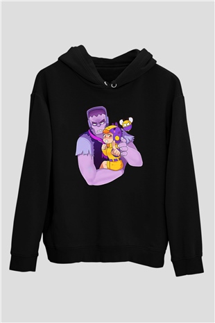 Brawl Stars Baskılı Unisex Siyah Kapüşonlu Sweatshirt