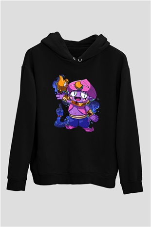 Brawl Stars Baskılı Unisex Siyah Kapüşonlu Sweatshirt