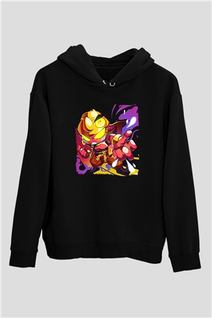 Brawl Stars Baskılı Unisex Siyah Kapüşonlu Sweatshirt