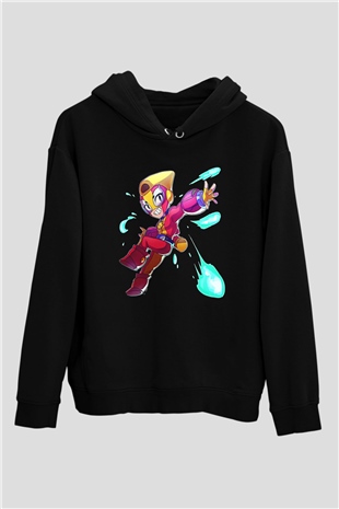 Brawl Stars Baskılı Unisex Siyah Kapüşonlu Sweatshirt