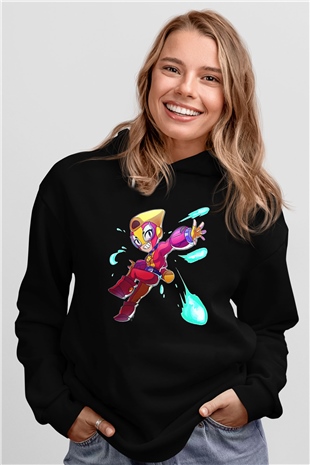 Brawl Stars Baskılı Unisex Siyah Kapüşonlu Sweatshirt