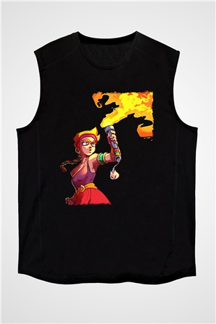 Brawl Stars Baskılı Unisex Siyah Kolsuz Tişört - Tshirt