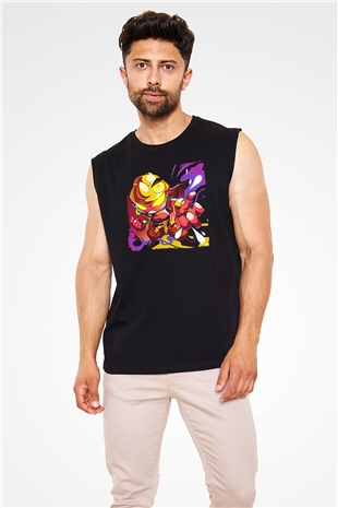 Brawl Stars Baskılı Unisex Siyah Kolsuz Tişört - Tshirt