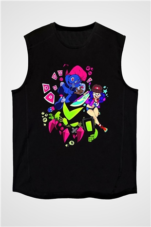 Brawl Stars Baskılı Unisex Siyah Kolsuz Tişört - Tshirt