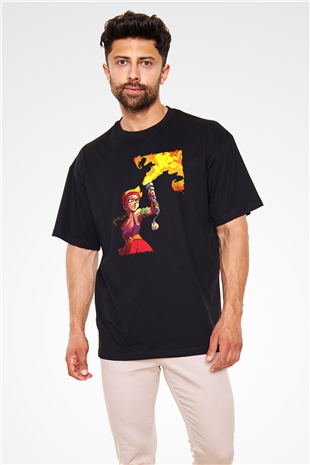 Brawl Stars Baskılı Unisex Siyah Oversize Tişört - Tshirt
