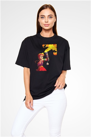Brawl Stars Baskılı Unisex Siyah Oversize Tişört - Tshirt