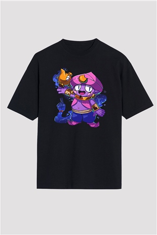 Brawl Stars Baskılı Unisex Siyah Oversize Tişört - Tshirt