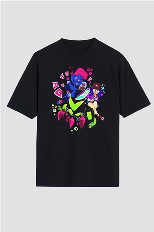 Brawl Stars Baskılı Unisex Siyah Oversize Tişört - Tshirt