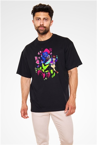 Brawl Stars Baskılı Unisex Siyah Oversize Tişört - Tshirt